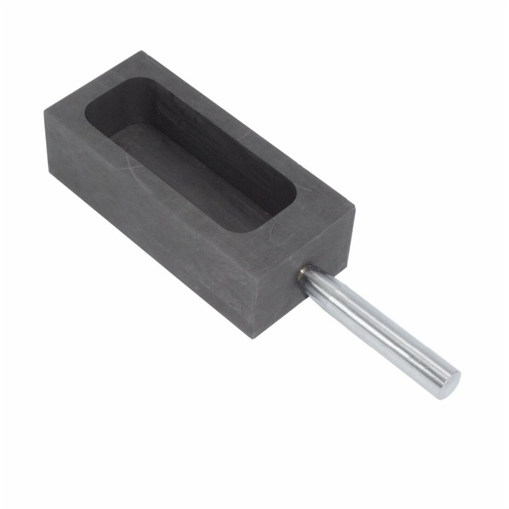 2x Graphite Ingot Mold Casting Crucible Melting Metal Gold Silver W/Handle 0.5kg