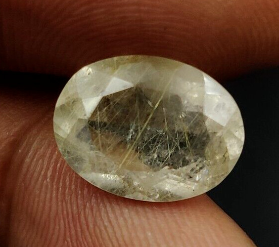 6.5 Ct Natural Rutilated Quartz Faceted Cut Oval 14.3×10.8mm Loose Gemstone W180
