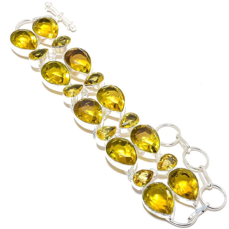 Lemon Quartz Gemstone Handmade Bracelet 7-8″