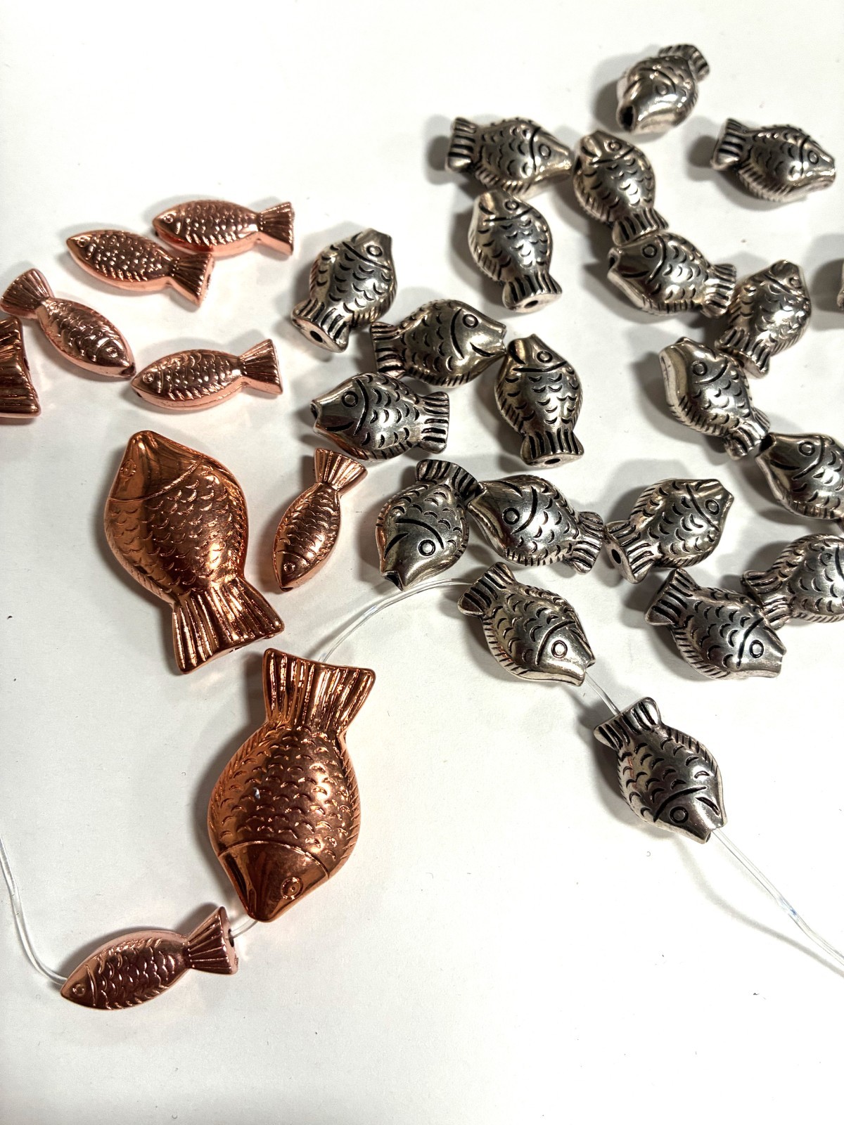 Fish Beads for Jewelry Making Antique Silver Mix size 33mm 50 pcs