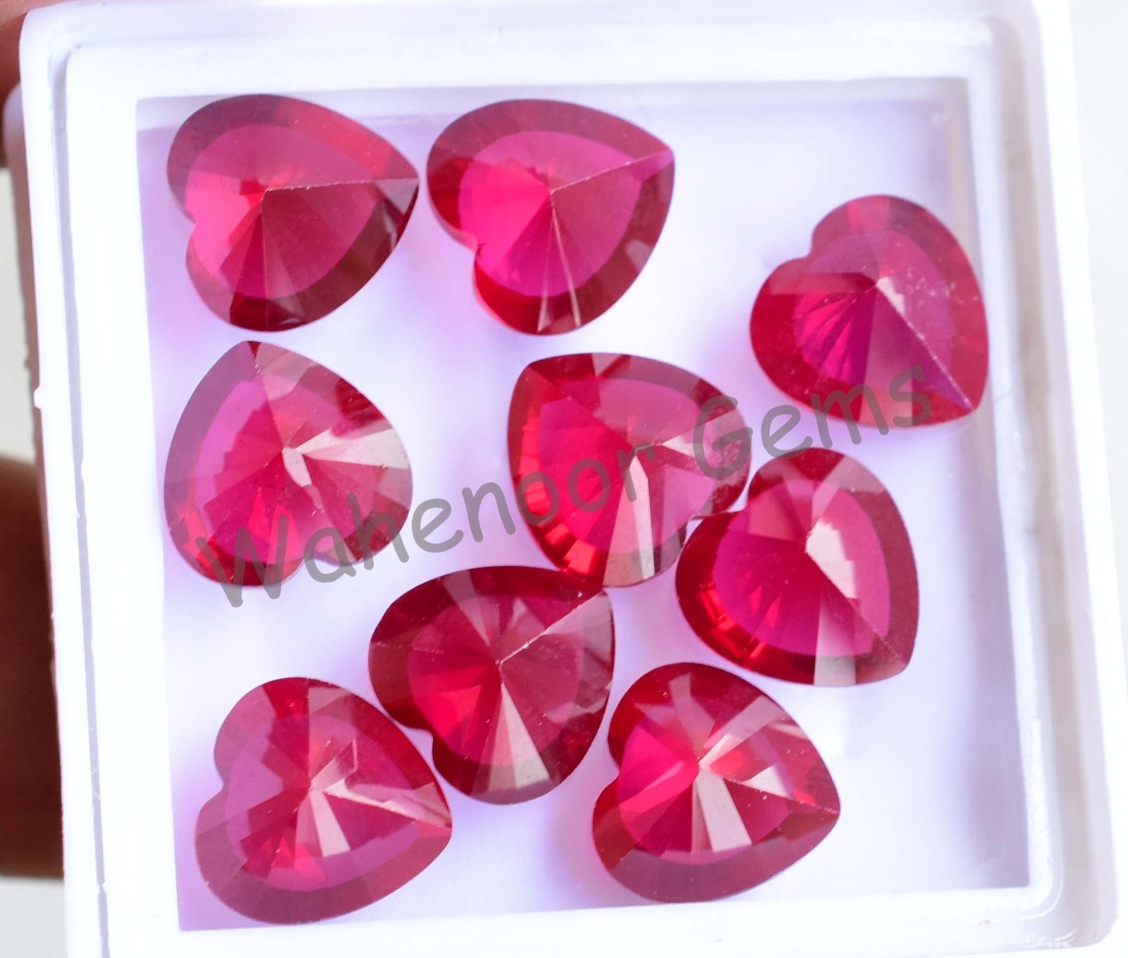 9 Pcs Natural Red Mogok Ruby Heart Shape 9.90 MM Certified Loose Gemstone