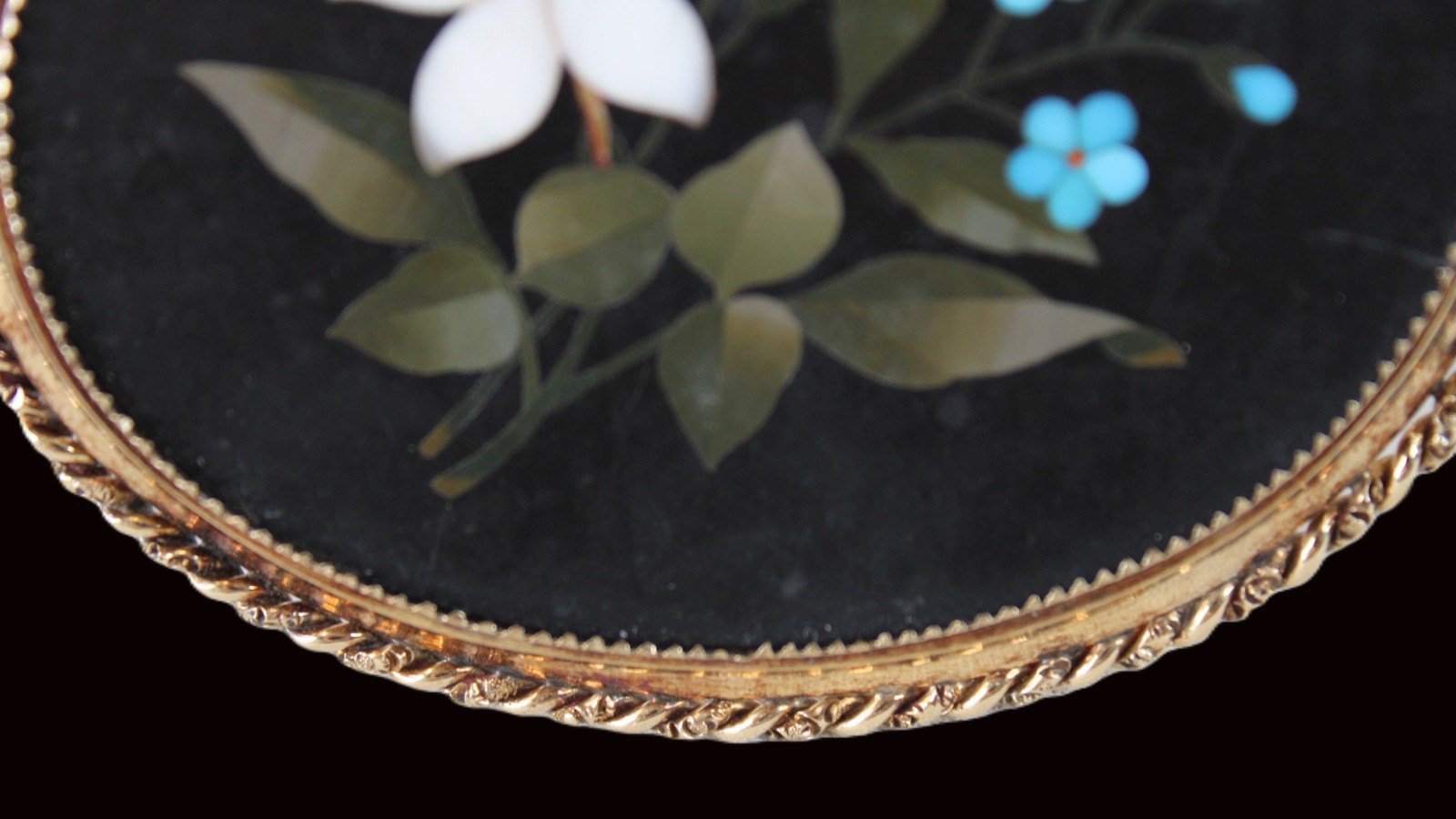 Antique 14K Large Gold Pietra Dura Flower Inlay Bouquet Brooch Pin Italy *READ*