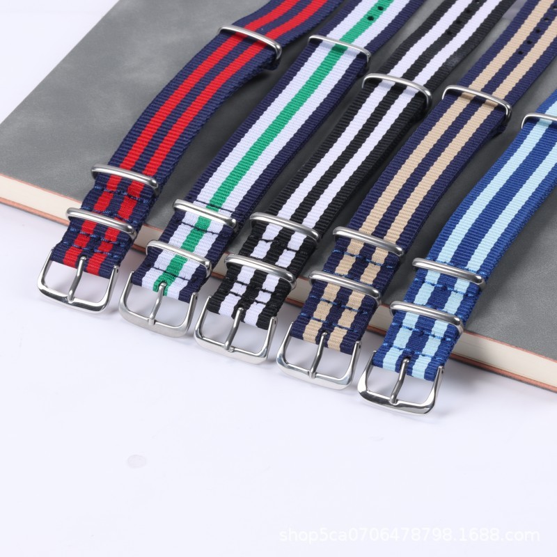 One-piece Canvas Nylon Watch Strap Single-pass Woven Wristband 14 16 18 20 22mm