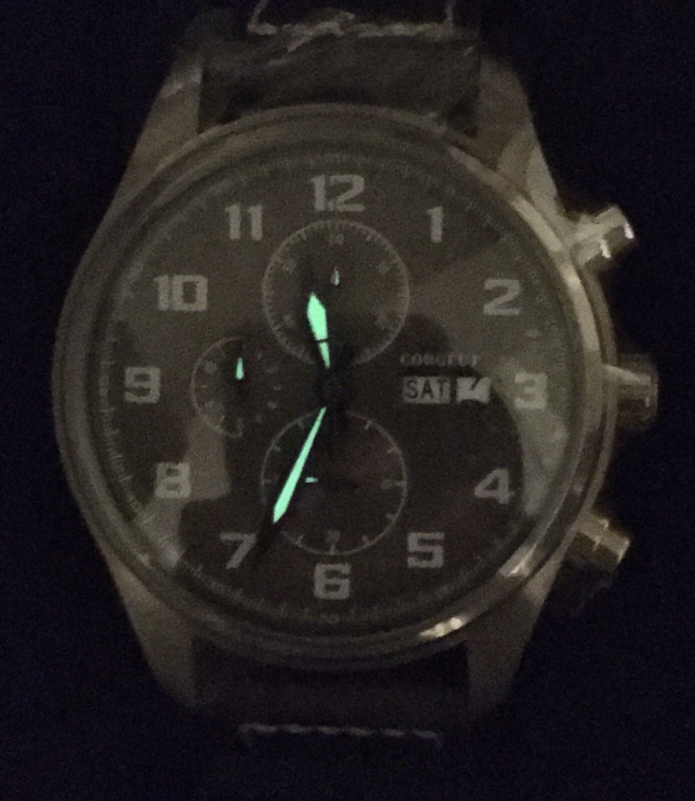 CORGEUT BRONZE DIAL CHRONO WATCH STAINLESS STEEL DAY DATE QUARTZ PILOT WATCH NEW