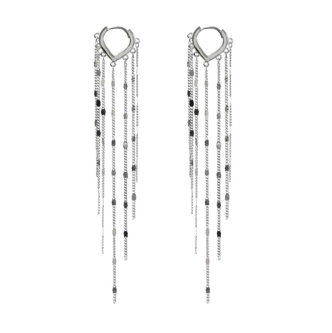 Gorgeous Tassel 925 Sterling Silver Huggie Hoop Long Dangle Drop Earrings A1811