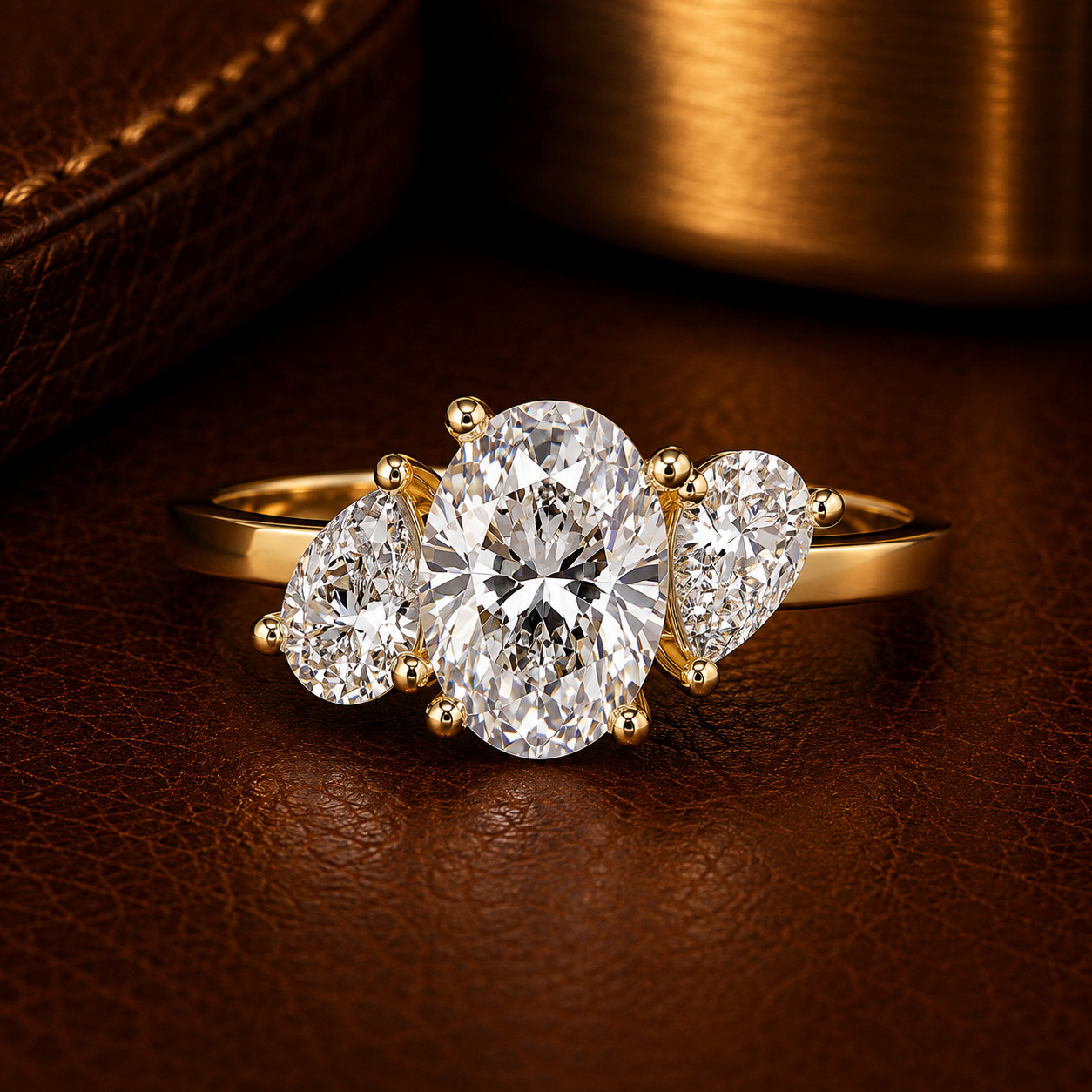 1.50 CTW Oval Lab Grown Diamond Three Stone Engagement Ring 925 Silver DEF VVSVS