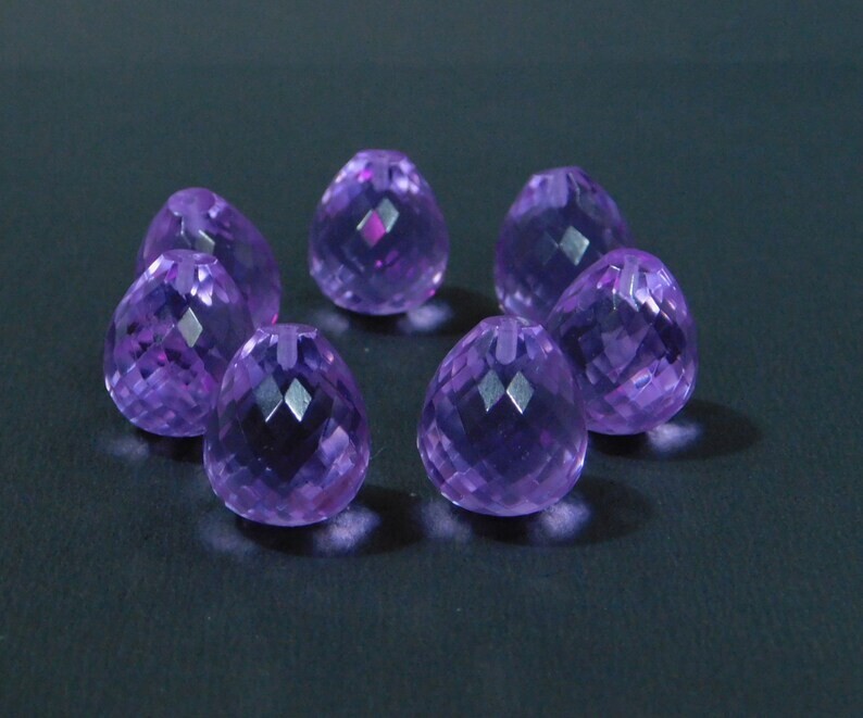 10 Ps Hydro Spinel Purple Tear Drop Beads Faceted Briolette Jewelry Make 16x14MM