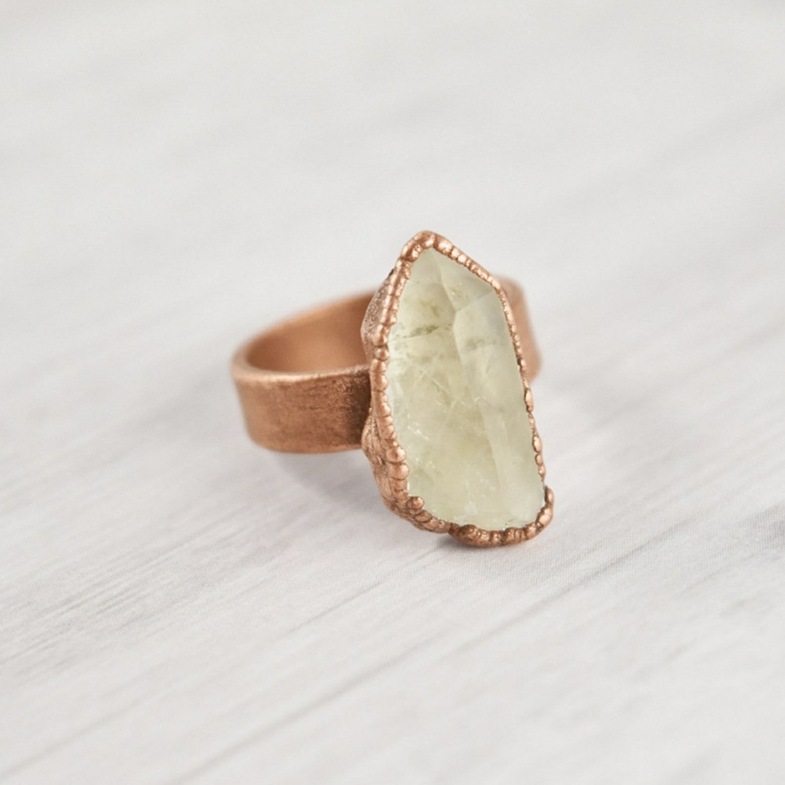 Size 8 Raw Crystal Ring, Natural Quartz, Antique Copper, Boho Statement Jewelry