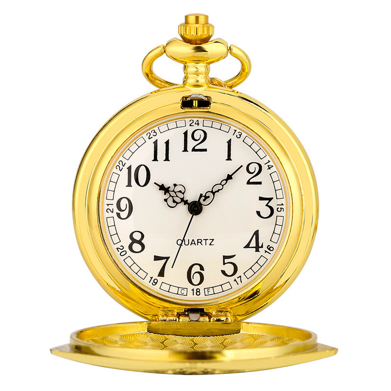 Golden Pentagon Chocolate Frog Quartz Pocket Watch Necklace Chain Birthday Gifts