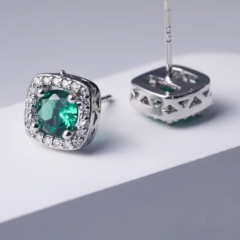 Ring Necklace & Earring Bridal Set Lab Created Emerald 14K White Gold Plated