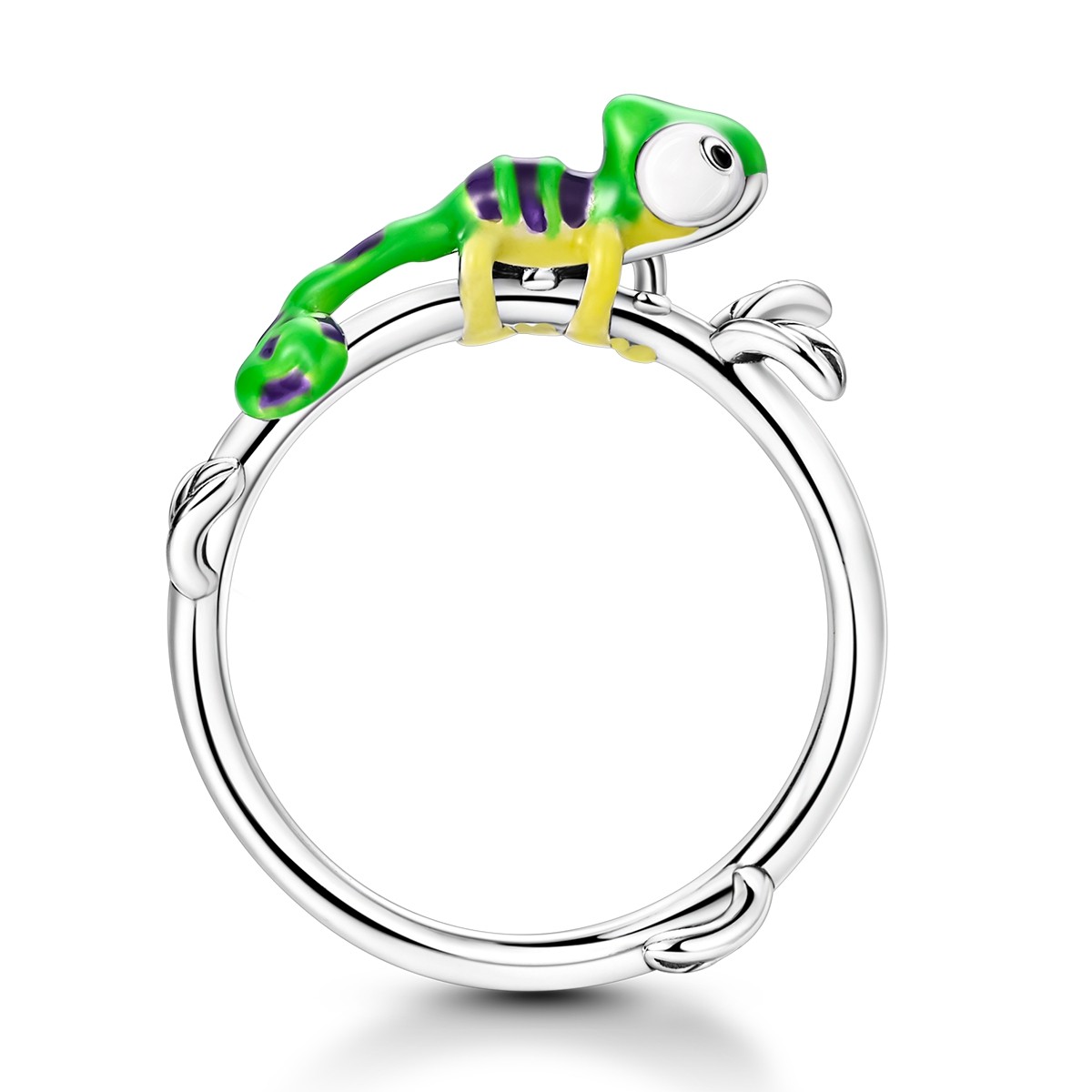 LAZA Original 925 Sterling Silver Finger Ring Enamel Chameleon for Women Jewelry