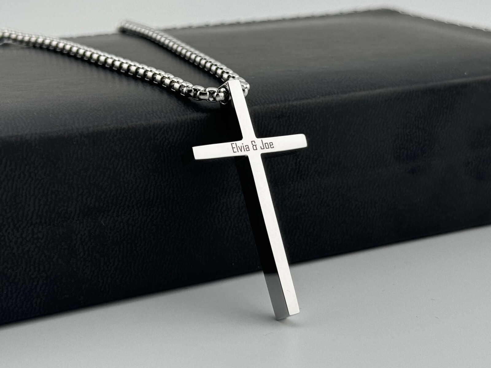 Personalized Engraved Cross Necklace Christian Catholic Easter Gift Pendant