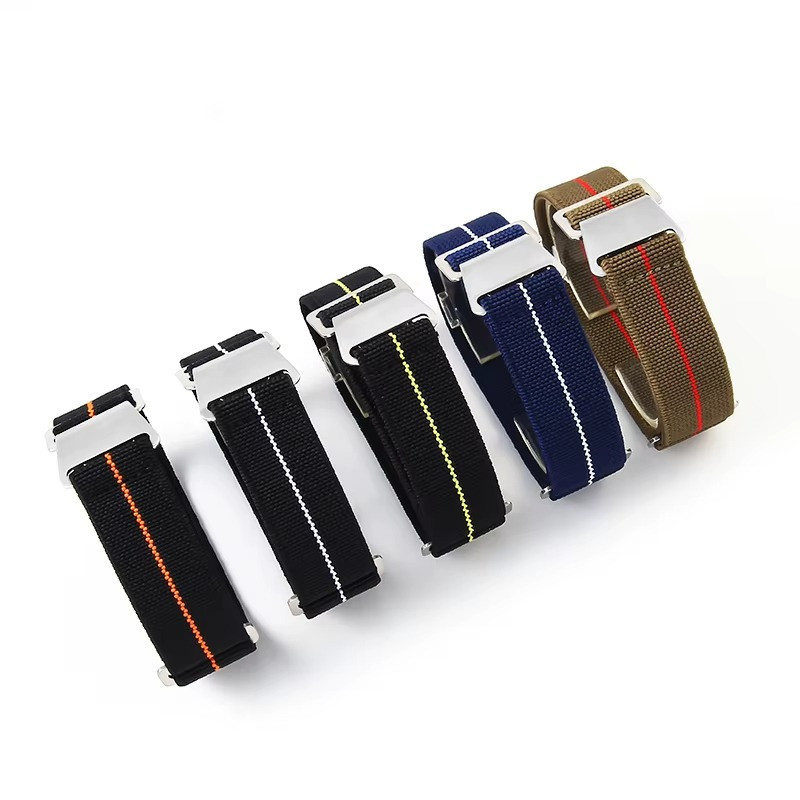 60s French Troops Parachute Bag Elastic Watch Strap 18 20mm 22mm Nylon Watchband