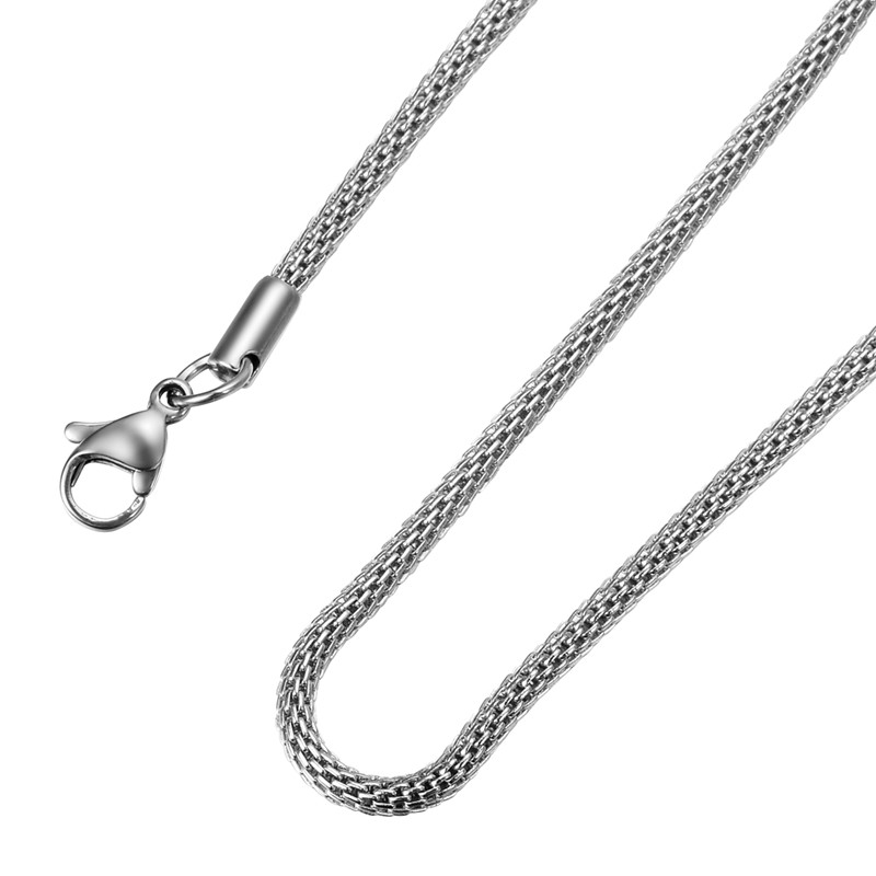 316L Stainless Steel 17.7 Inch (45 cm) 2.4mm Mesh Chain Necklace