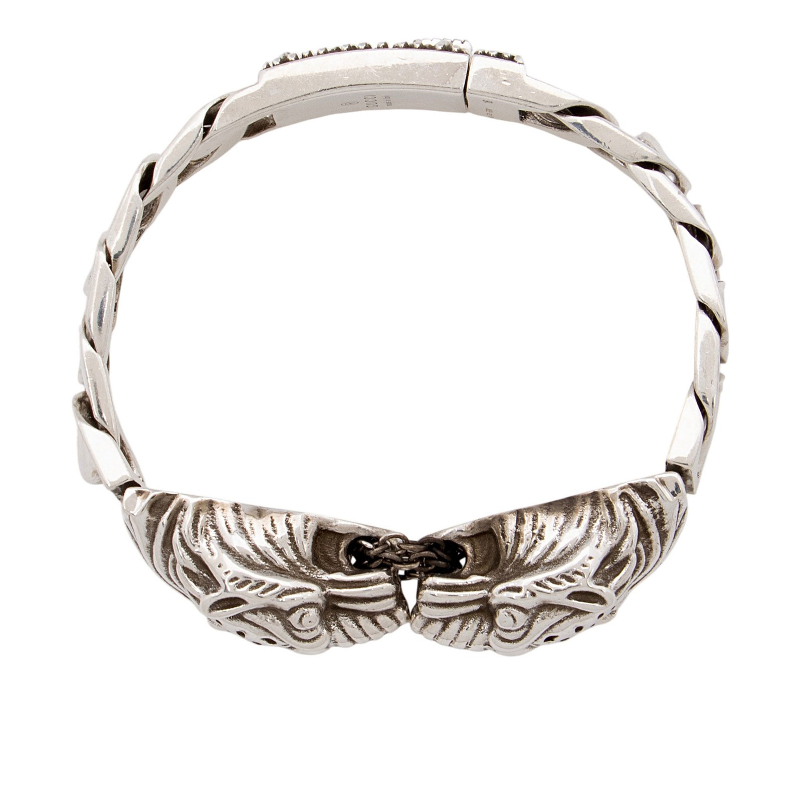 Gucci Sterling Silver Tiger Head Link Bracelet