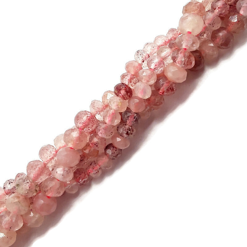 Strawberry Quartz Faceted Rondelle Beads 3x4mm 3x5mm 15.5″ Strand