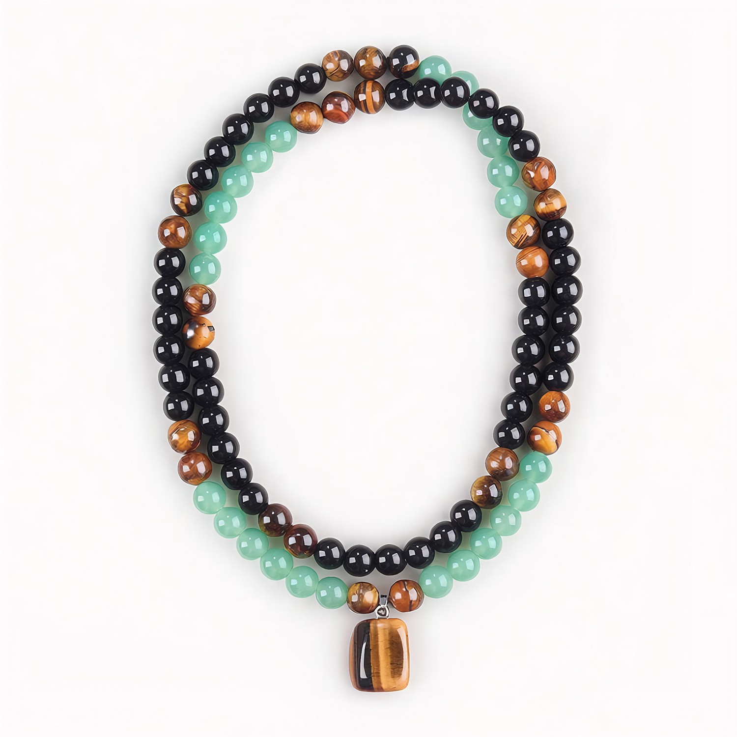 Money Attraction Necklace & Tiger Eye Obsidian Prosperity Crystal Beaded Gifts