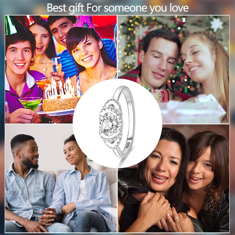 KUNSIR Sterling Silver Dainty Rings for Women – 5A CZ Promise Wedding Band Rings