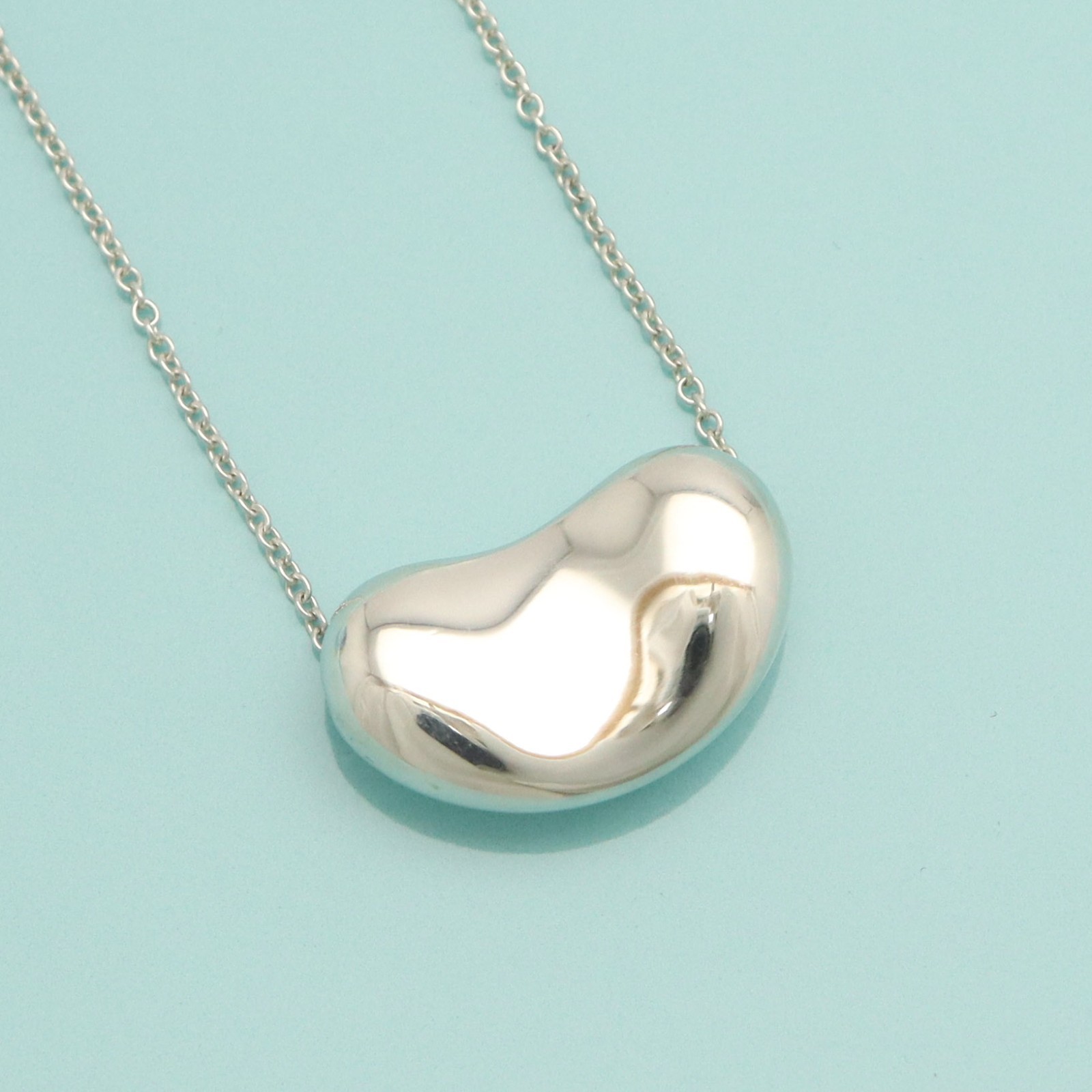 Tiffany & Co. Elsa Peretti Large 19mm Bean Pendant Necklace 17.7″ Silver 925