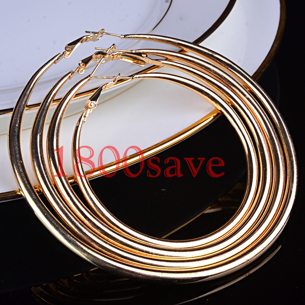 Women’s Classic 18K Yellow Gold Filled 40mm/1.57 inch Round Tube Hoop Earrings