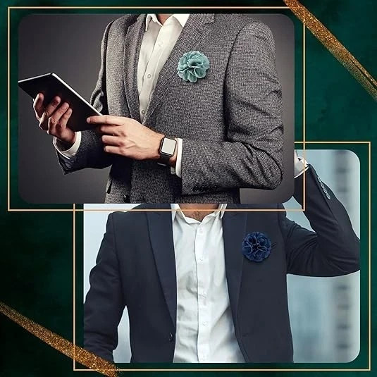 16 Pcs Lapel Flowers for Men Suits Flower Lapel Pins for Men Flower Brooch Pins