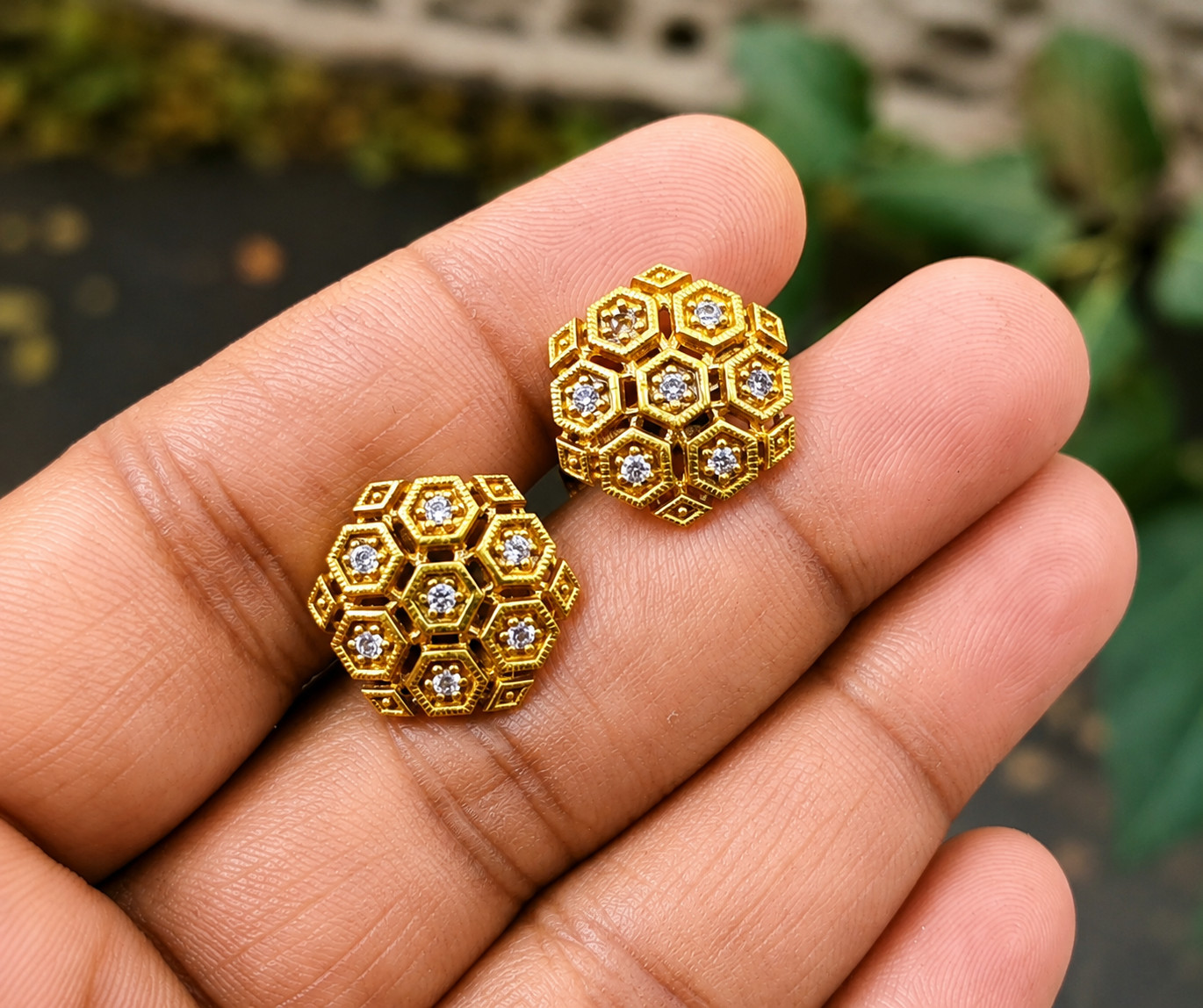 1Ct Round Round Lab Created Diamond Cluster Stud Earrings 14K Yellow Gold Plated
