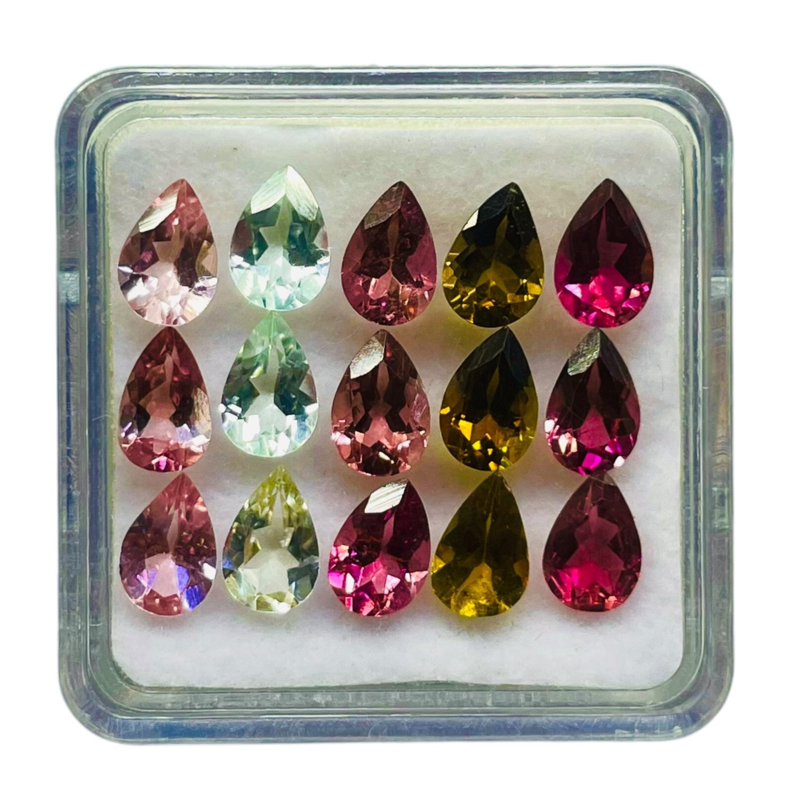VVS 15 Pcs Natural Multi Tourmaline 6x4mm Pear Cut Loose Untreated Gemstones Lot