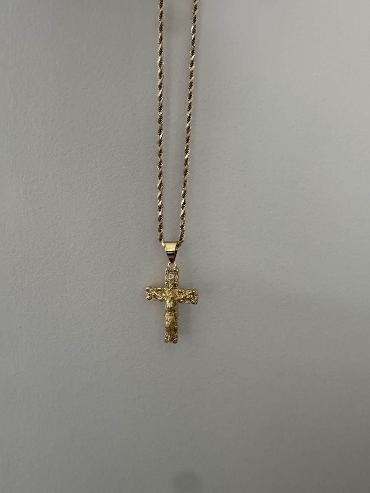 14k Gold Plated Over Silver Cross Pendant For Chain