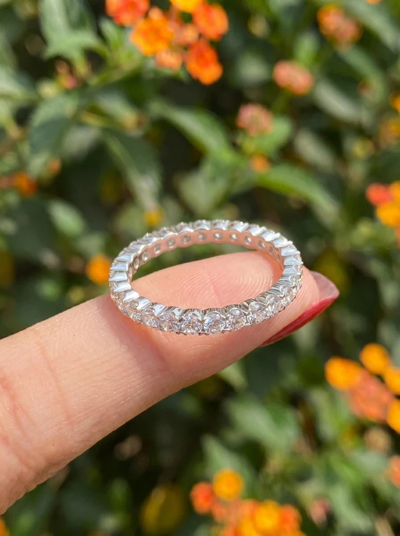 Stunning 2.20 Ct Certified White Diamond Band Ring, Great Shine & Luster