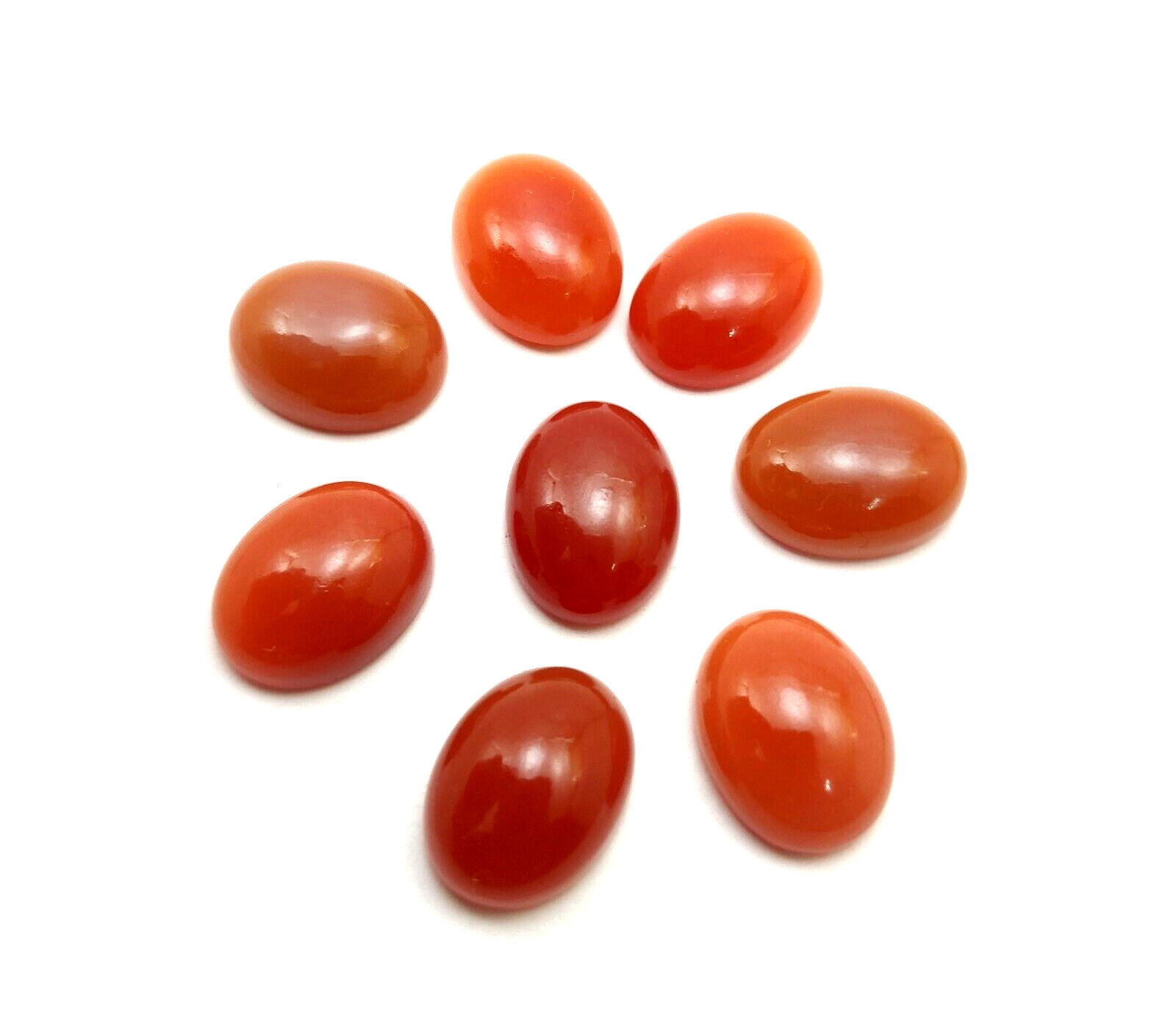 Natural Carnelian Oval Cabochon Loose Gemstone Lot 8 Pcs 12X16 MM 78 CT