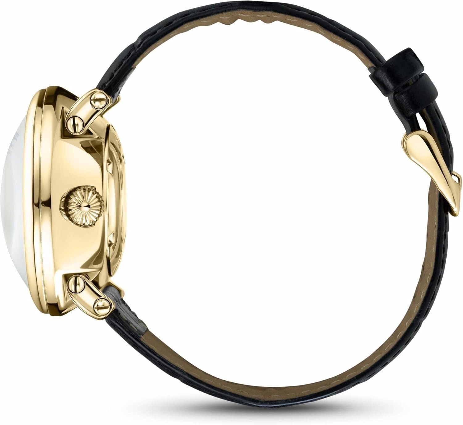 Dumonde 40mm Gold-Plated Automatic Watch with World Map Dial & Leather Band