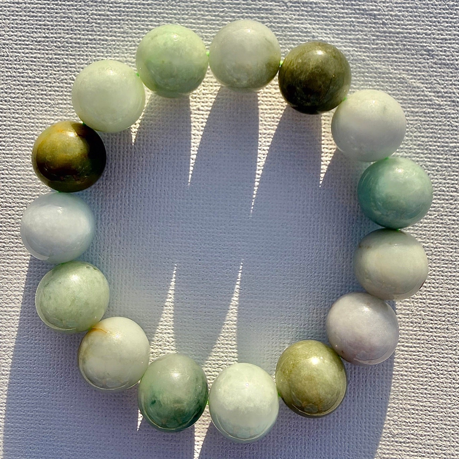 Certified Natural Type A Jadeite Bracelet Green White Burmese Jade 68.44g