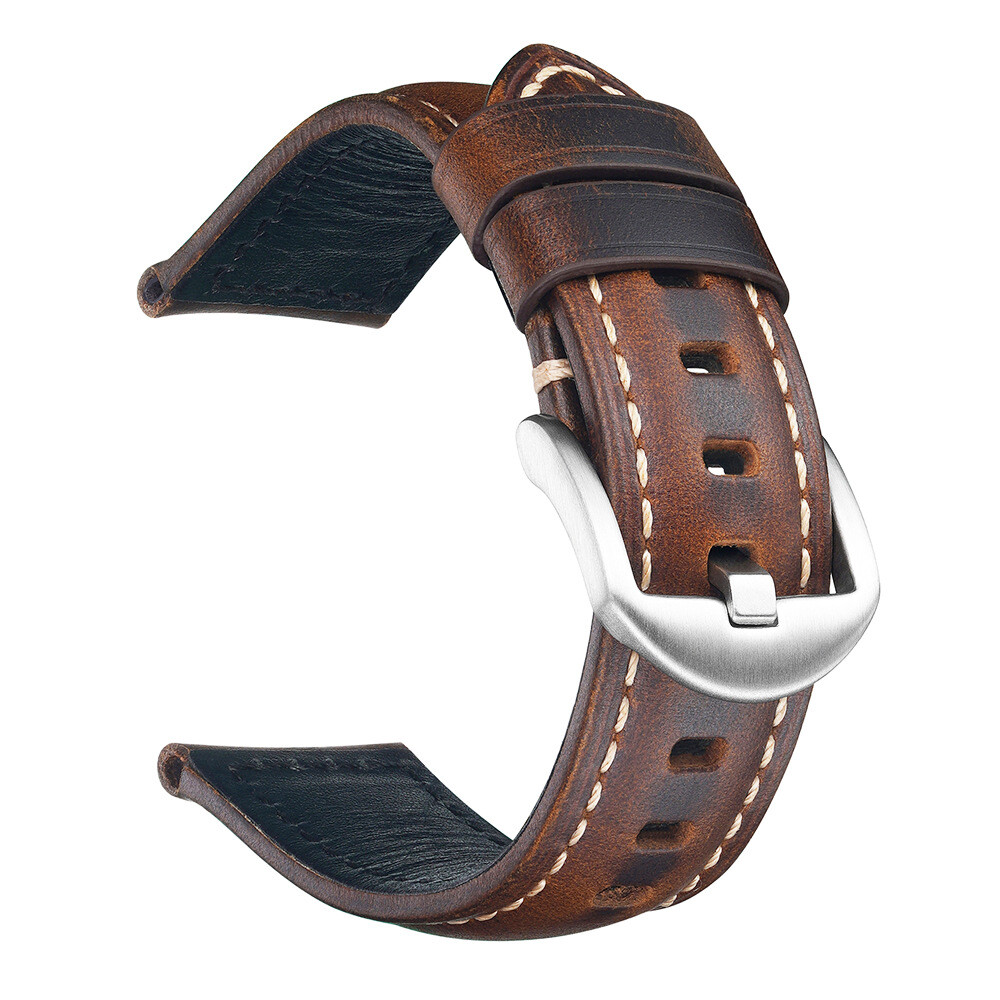 Vintage Oiled Waxed Genuine Leather Watch Band Strap Hand Made 18/20/22/24/26mm