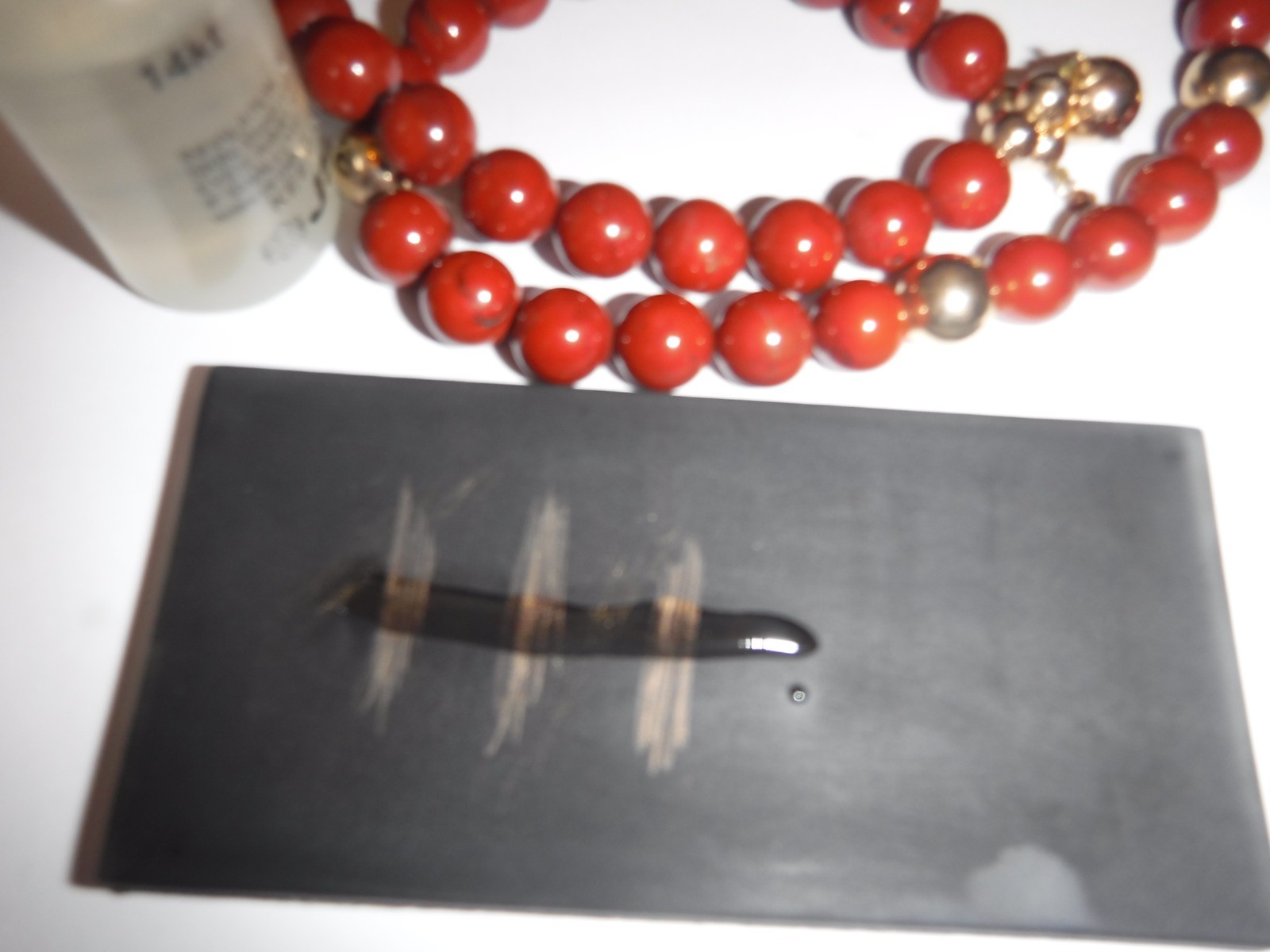 Estate 10 m/m Carnelian Bead Necklace (11) 14 K Gold Beads (7) 10 m/m (4) 5 m/m