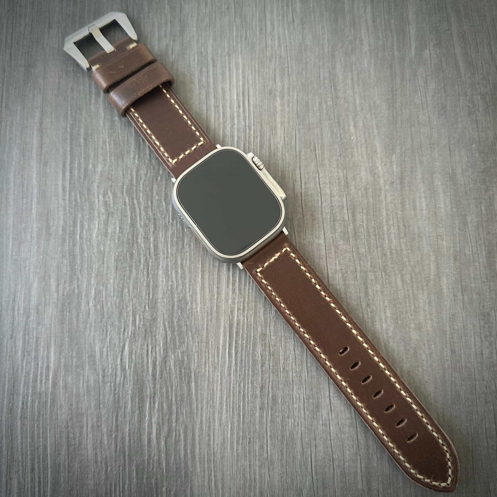 Dark Brown Leather Watch Strap Band For NEW Apple watch Ultra 1 2 49mm