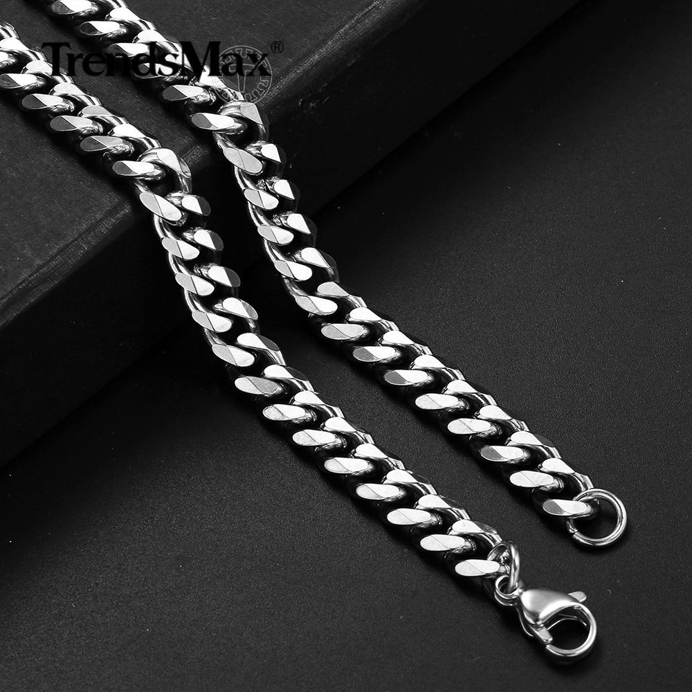 6mm Stainless Steel Chain Necklace Silver Cuban Curb Link Jewelry 18-30″