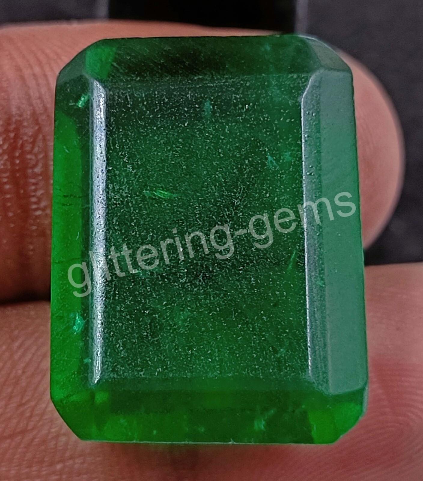 36.5 Ct Certified Zambia Green Emerald Natural Emerald Cut Gemstone 25P