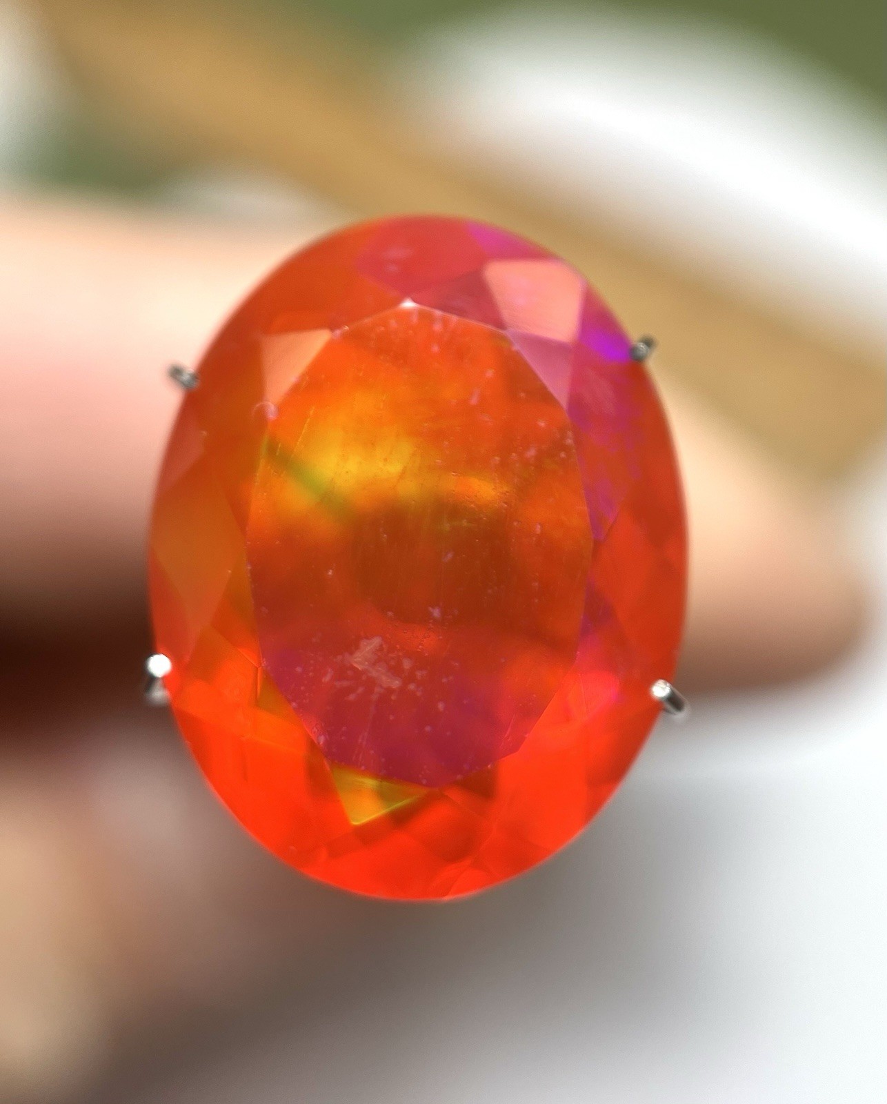 Natural Ethiopian Fire Opal Oval Orange With Play Of Color 7.03ct.
