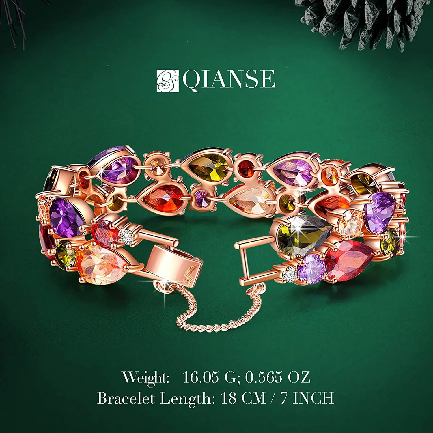 ‘QIANSE ”Mona Lisa Multicolor Bracelets, Rose Gold Plated Bracelet for Women, P
