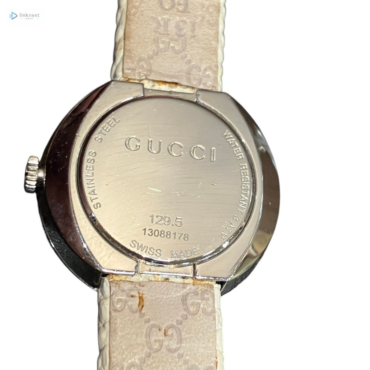 GUCCI Horsebit 129.5 Women’s SS Case Leather Band Quartz White Shell