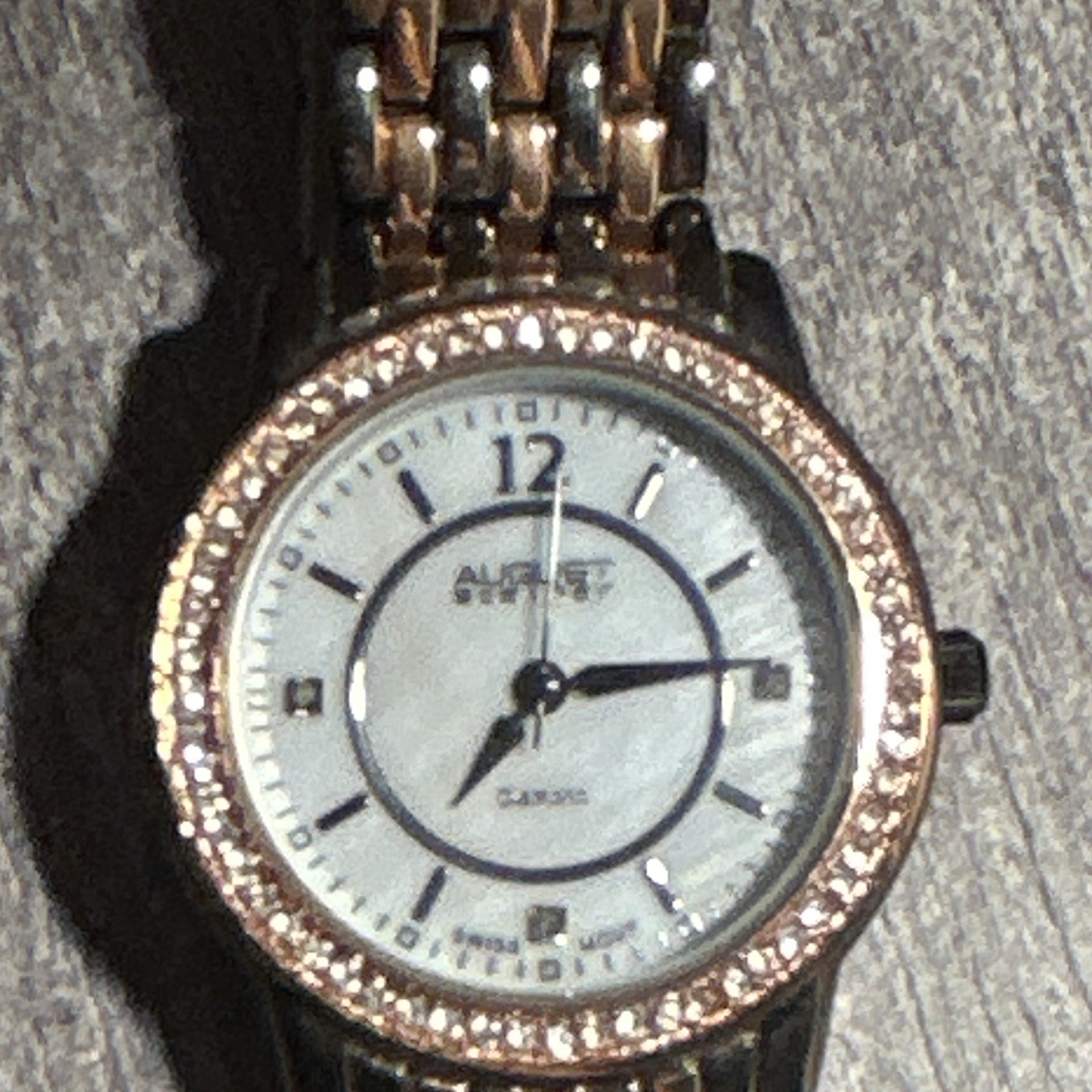 August Steiner Women’s Two-Tone swiss Quartz Watch, diamonds and Rose Gold Bezel