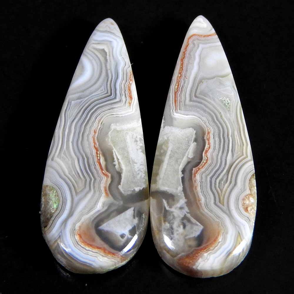 16.60Cts100%Natural Crazt Lace Aaate Pear Pair Cabochon Gemstones