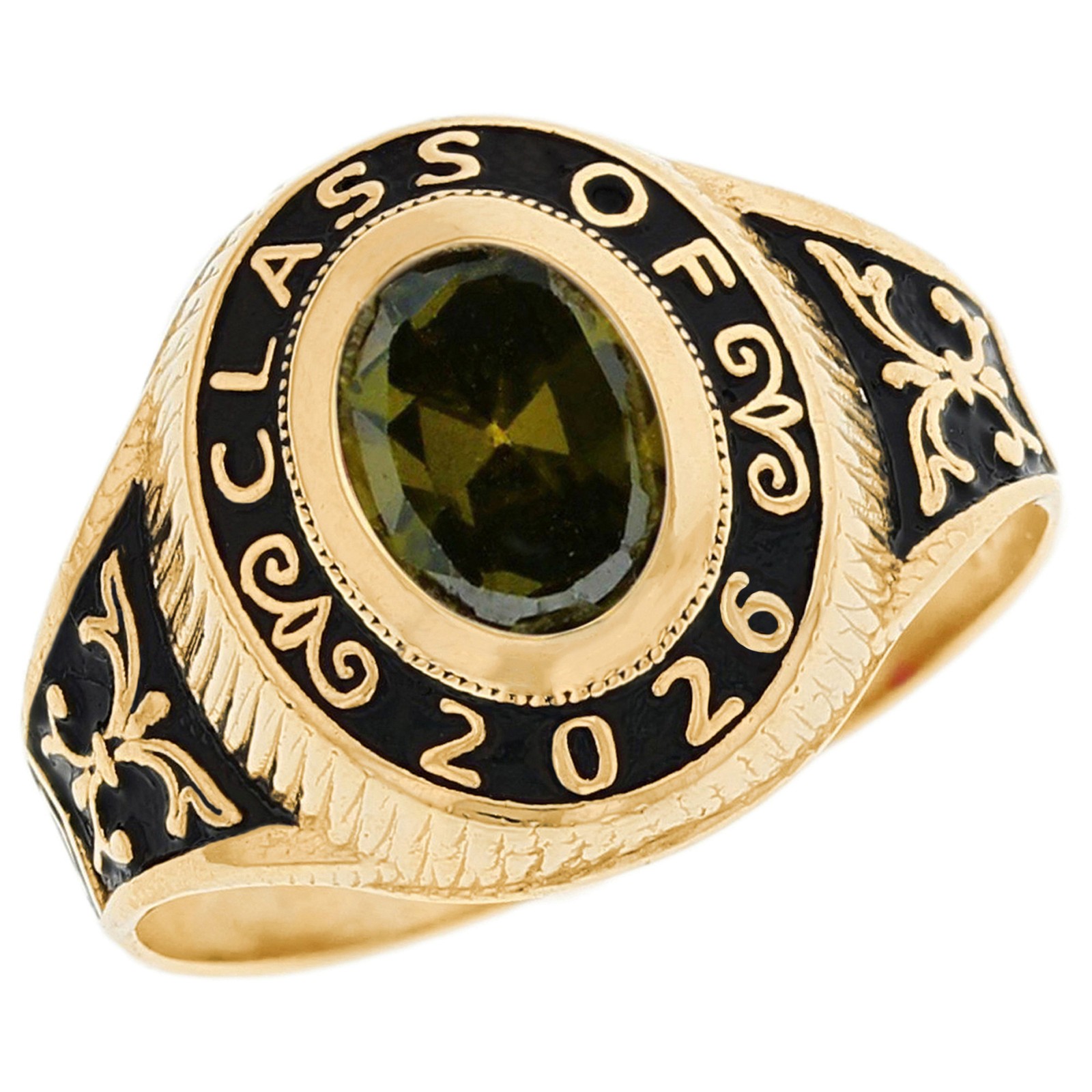 10k or 14k Gold Simulated August Birthstone 2026 Class Graduation Ring