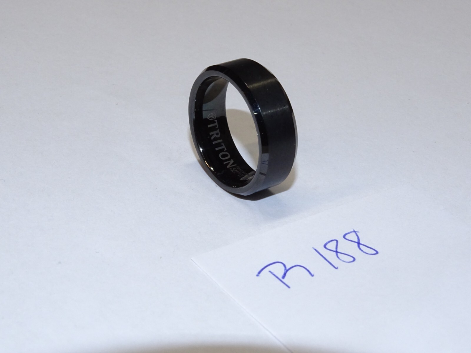 Triton Tungsten Carbide Wedding Ring 8mm Size 9. Polished Black. #R188