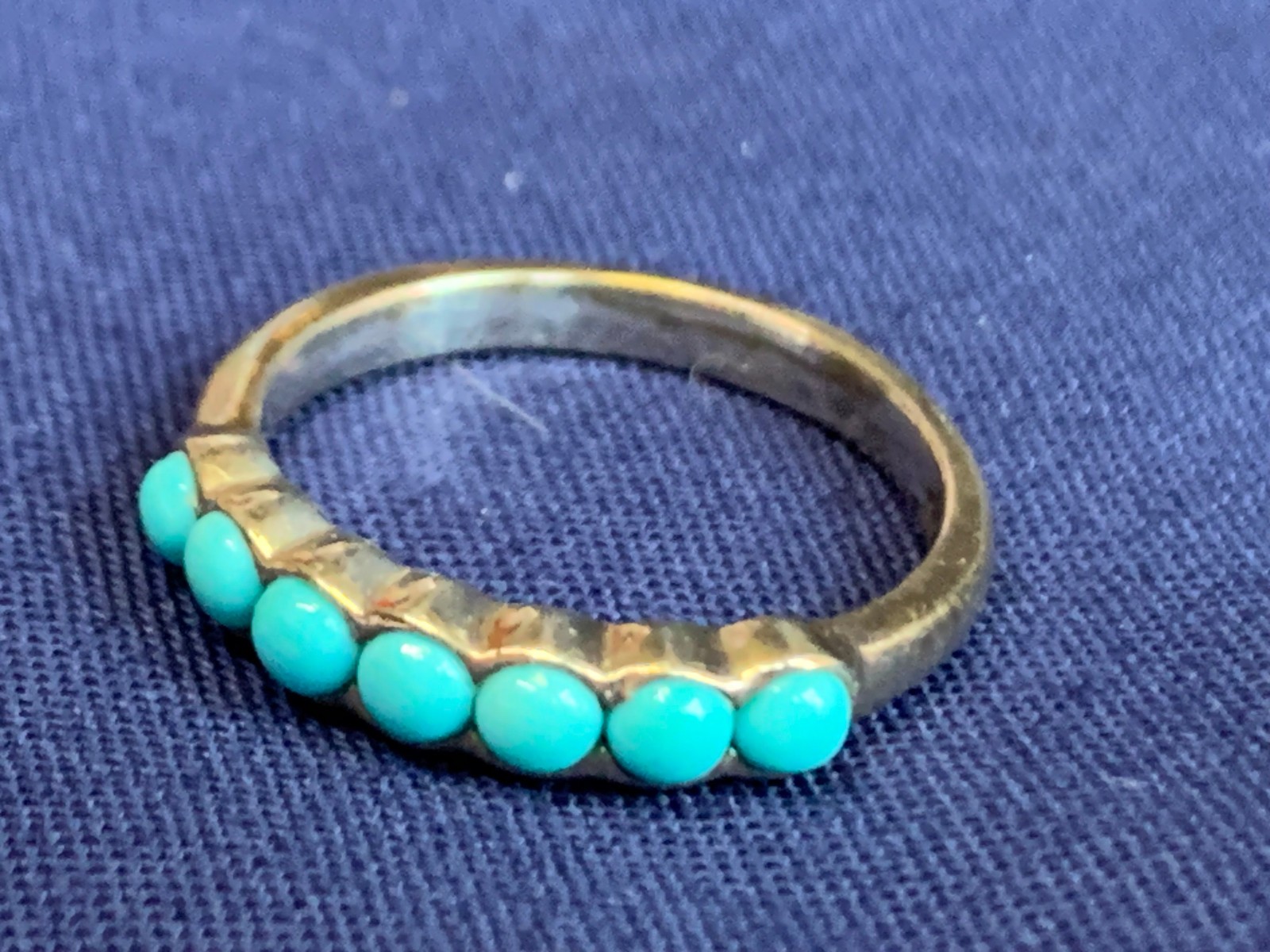 Sterling Silver Ring 2.73g Fine Jewelry Size 7 Band Turquoise Look Stones *READ*