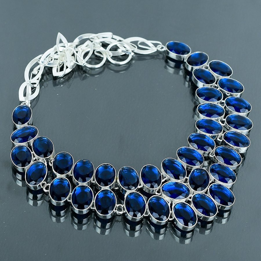 Faceted Iolite Oval Shape Gemstone Handmade Engagement Gift Jewelry Necklace 18″