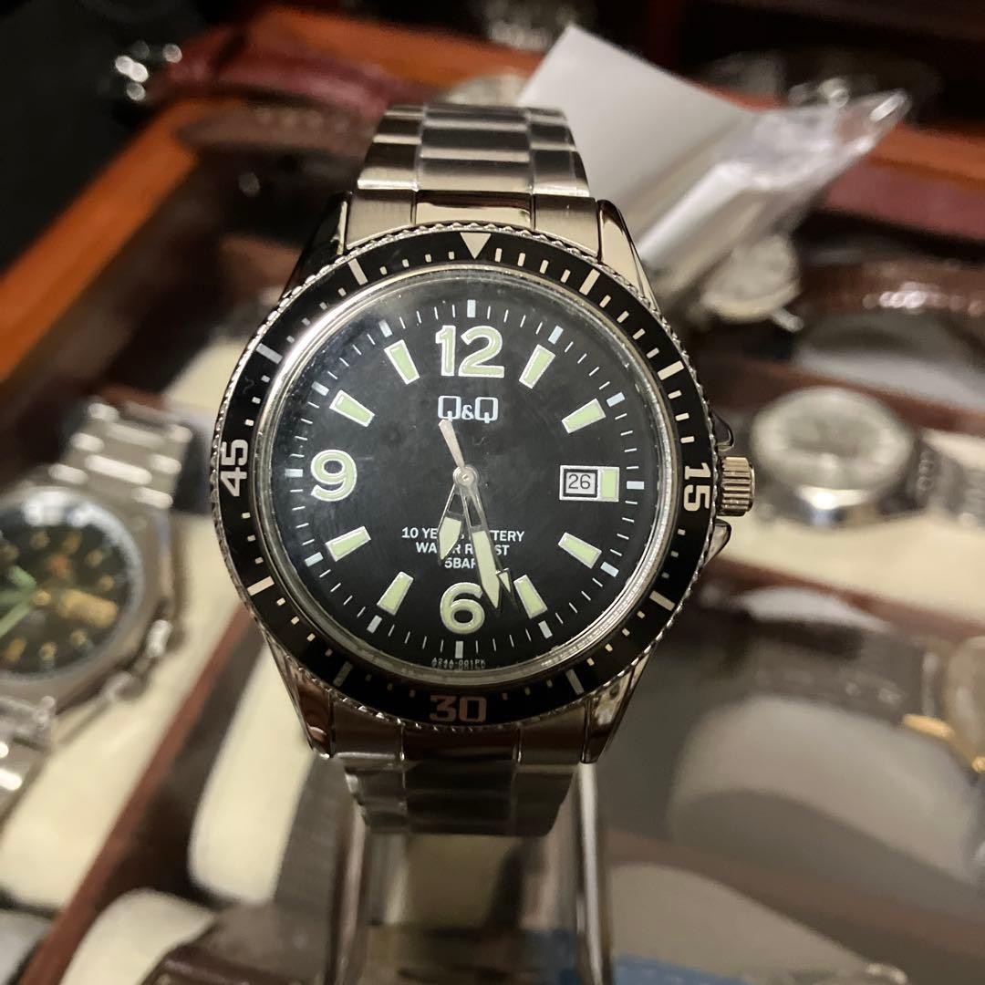 [TOP MINT] CITIZEN Q&Q black dial, Diver’s watch [working condition]【From Japan】
