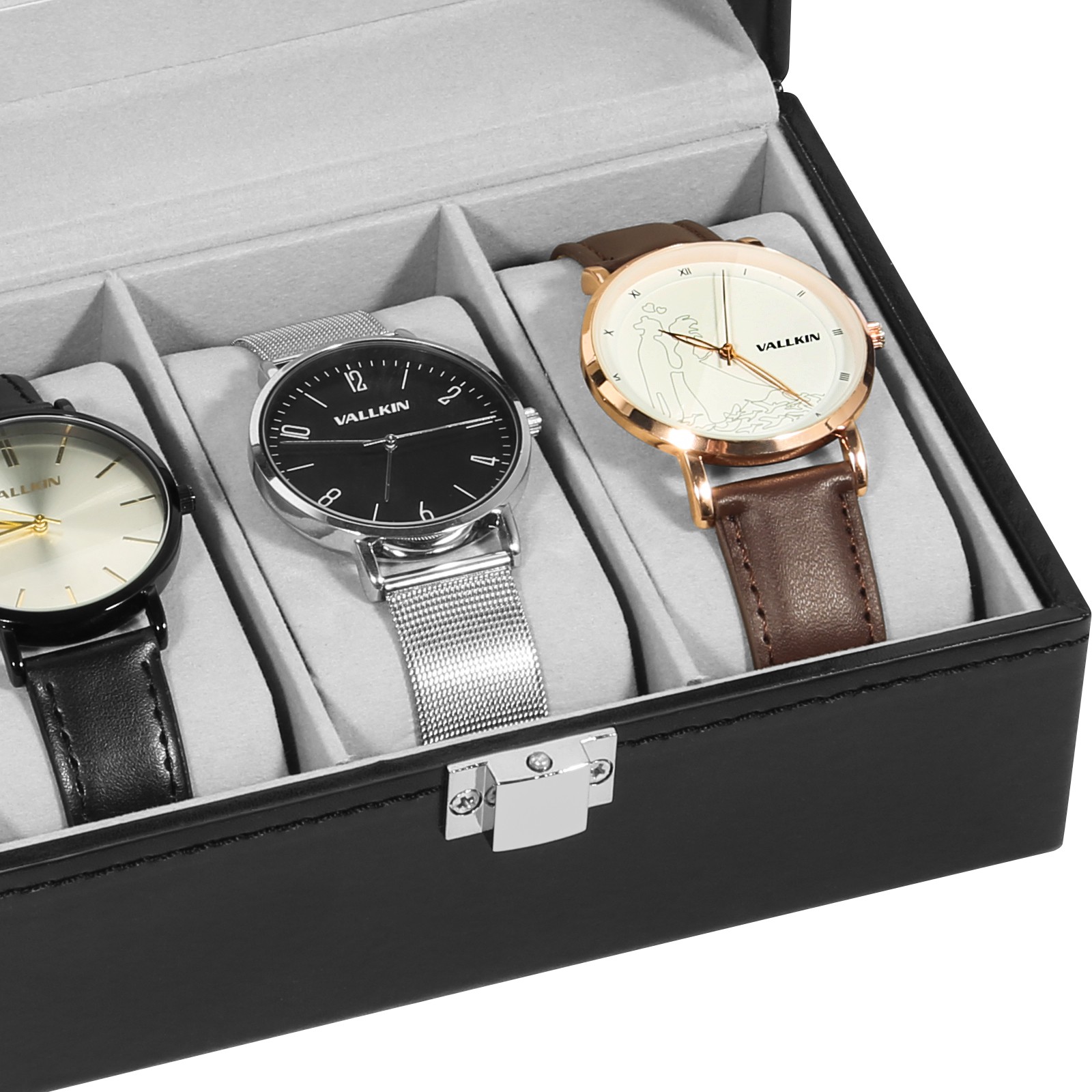 3 Slot PU Leather Watch Box Organizer Display Case Soft Pillow Travel Gift Men