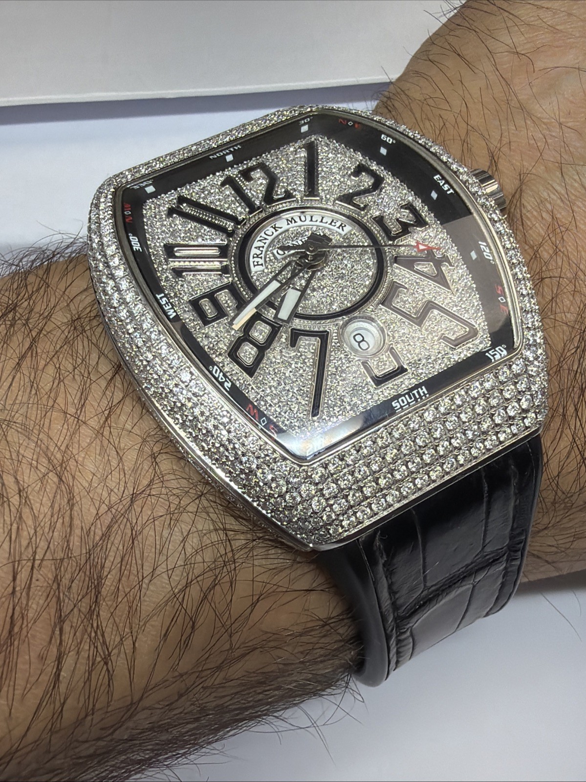 Franck Muller Vanguard Custom Diamond Steel 45mm Auto Men’s Watch V45 SC DT