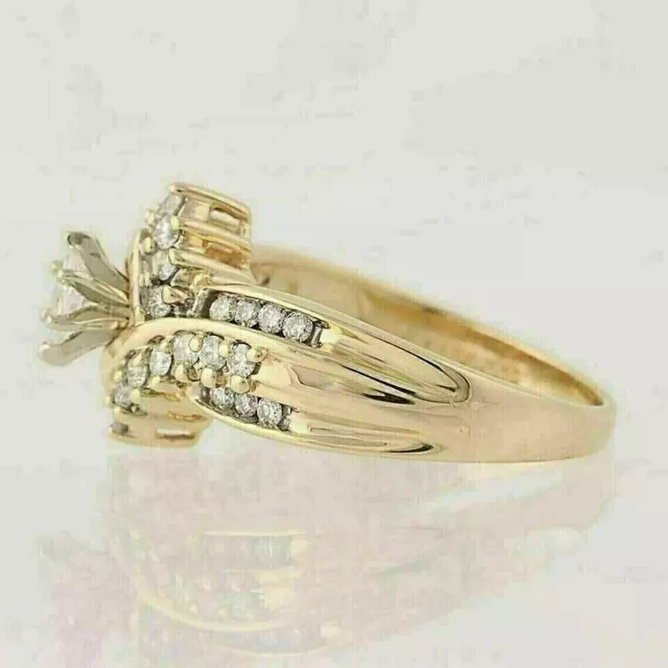 14K Yellow Gold Plated 2CT Marquise Cut Lab-Created Diamond Engagement Ring